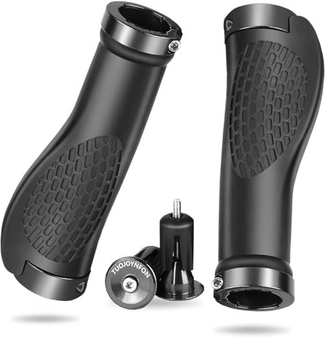 Bike Handlebar Grips, Non-Slip Rubber Bicycle Handle with Aluminium Lock, Bike Handle for Scooter Cruiser Urban Bike Tricycle Wheel Chair Mountain (Black)