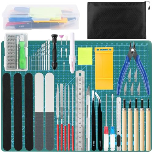 POKIENE 82 Pcs Model Making Tools, Gundam Model Tools Kit, Model Tools Kit Basic Tools Craft Set Hobby Building Tools Kit for Gundam Car Model Building Repairing and Fixing