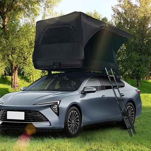 Wasserdichtes aufblasbares Autodachzelt, 2-3 Personen Campingwagen mit Leiter & Luftkissen, Multifunktionsdachzelt Geeignet for Jeep, SUV, LKW, Van