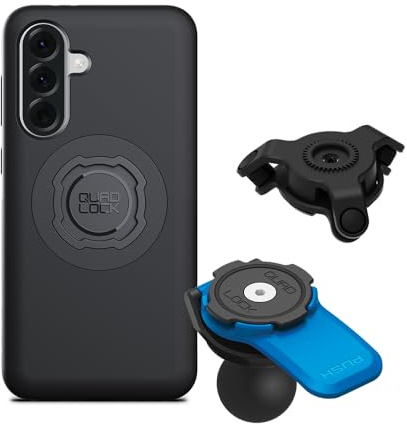 Quad Lock Support téléphone Moto avec Adaptateur Boule 1 pour RAM Mounts, Amortisseur de Vibrations et Coque MAG pour Galaxy A36