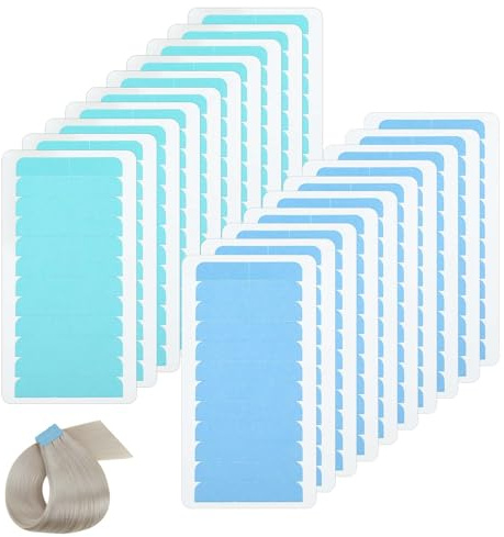 Guduling 120 Stück Tapes Klebestreifen Extensions, Tape Extensions Kleber, Ersatztapes Klebestreifen, Wasserdicht Doppelseitiges, Tape in Klebestreife für Spitzenperücken,Toupets,Haarteile(Blau)