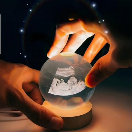 Bola de cristal 3D personalizada con ultrasonido B, con base de luz LED, marcos de fotos de ultrasonido personalizados de cristal 3D, regalo para futuros padres, baby shower, primer recuerdo del bebé