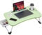 Warmiehomy Laptop Table with USB Ports, Foldable Laptop Bed Table, Laptop Desk with Cup Holder&Side Drawer&Small Fan&Small Lamp, Laptop Bed Tray with Legs for Working/Reading on Sofa, Green
