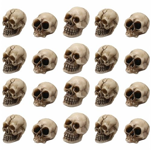 20 Stück Mini Schädel Totenkopf Set, Totenkopf Deko, Halloween Deko Schädel, Mini Skull Deko Blumentopfdekoration, Für DIY Handwerk Outdoor Haus Garten Dekor, Dekoration Für Halloween, Geisterhaus