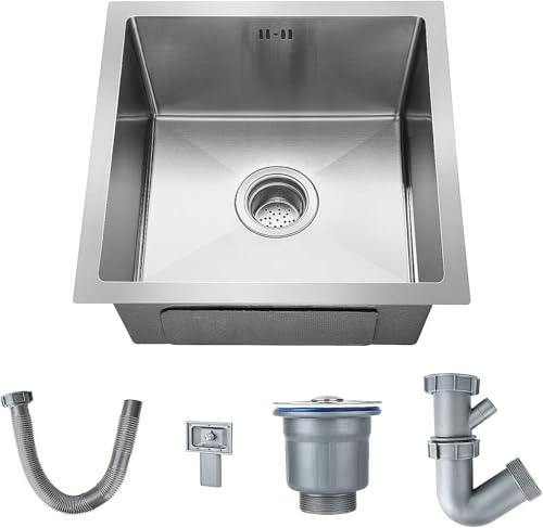 Trintion Waschbecken Küche Spülbecken Edelstahl Mit Abfluss Spülbecken Küche Für Küche Hauswirtschaftsraum 43 x 43 x 21CM