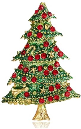 Klassische Weihnachtsbaum Brosche Damen Herren, Kristall Strass Emaille Pin