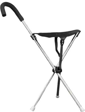 Gehstock mit Sitz - Leichter Stock mit Sitz, Verstellbarer Faltbarer Stockstuhl, Anti-Rutsch-Basis für Erwachsene und Senioren | Leichter Gehstock-Hocker für Reisen, Wandern, Outdoor, Urban Trail