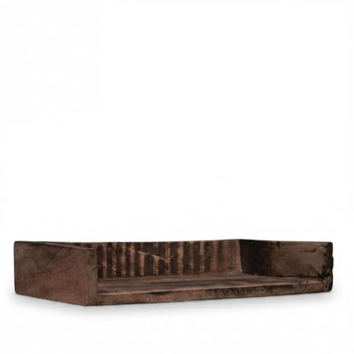 LS-LebenStil Holz Wand-Regal Ziegelform Braun 60cm Industrial Wandboard Küchen-Regal Bücherregal Recycelt Badregal, Ablageboard, Gewürzregal, Dekoregal, Schweberegal nachhaltig Upcycling