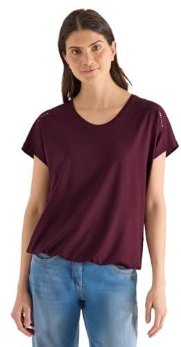 Cecil T-Shirt mit V-Neck und Spitzendetail Sweet Grape red XL