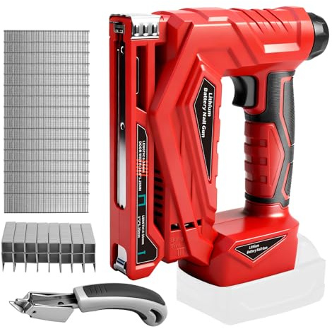 Cordless Brad Nailer for Milwaukee 18V Battery, 18GA 3-in-1 Nailer Gun | Brushless Nail Gun Electric Stapler with 1000 Nails and 1000 Staples for Home Improvement, DIY and Woodworking, No Battery