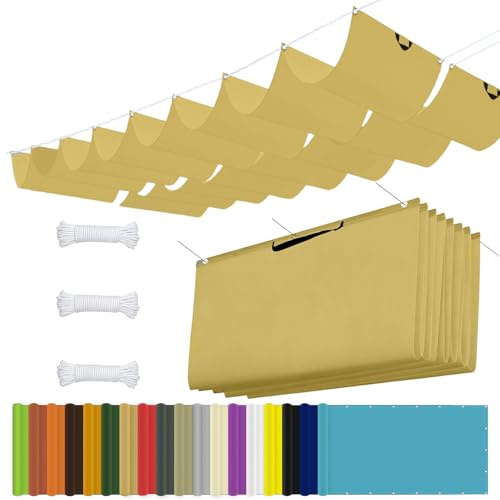 Toldo Corredero 3 x 4 m Impermeable, 98% Rayos UV Resistente Al Desgarro, Toldo Vela Impermeable, Rectangular Toldos, con Ojales y Cuerdas para Balcon, Patio, Amarillo Arena