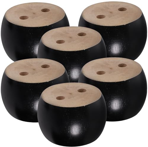 TOYANDONA Lot de 6 Pieds de Meuble Ronds en Bois Foncé 8x8x5cm | Pieds en Bois pour Canapé et Bibliothèque, Installation Stable, Charge Robuste, Style Classique
