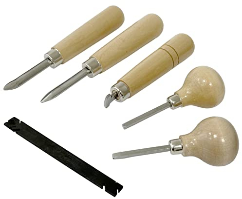 6-teiliges Lünetten-Set: Juwelier-Stein-Fassung, Klauen-Lünette, Zinkenheber, Schieber, Roller, Polierwerkzeug (220)