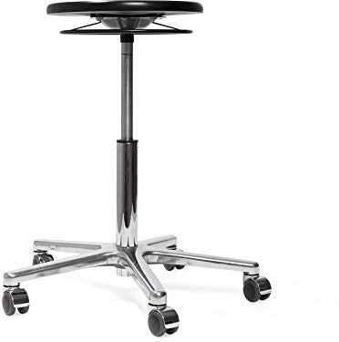 Höhenverstellbarer Arbeitshocker, 47 - 66 cm, ø 35 cm, Schwarz gebeizt