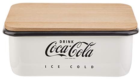 TableCraft's Coca-Cola Brotkasten mit Deckel, Emaille, 37,8 x 24,9 x 14,5 cm, Weiß
