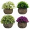 BELLE VOUS Mini Grün, Lila & Weiß Kunstpflanzen Set (4er Pack) - Kleine Kunstpflanzen im Topf für Drinnen & Draußen - Blumen Deko Künstlich für Haus, Büro, Bad, Küche, Schreibtisch und Regal