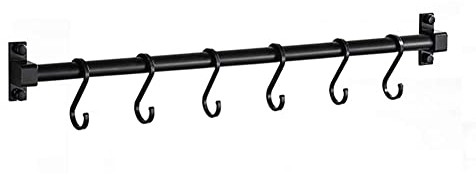 Smallboutique Schwarzer Aluminium-Utensilienhalter, Küchenregal zur Wandmontage, Küchenschienen-Pfannenaufhänger mit S-Haken zum Aufhängen von Küchenutensilien, Badezimmer-Gadget（40cm）