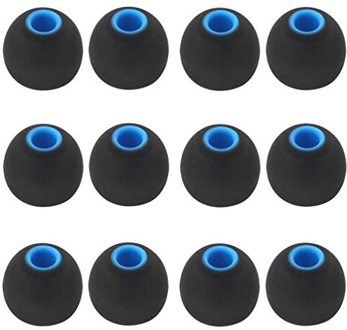 BLLQ 12PCS Medium Size Replacement Ear Tips Earbuds Eartips Ear Cap Ear Bud Tip for Powerbeats Pro, BeatsX, Senso, TOZO, Sony & Other Inner Hole 3.8mm Earbud in-Ear Headphones,Black-Blue,M