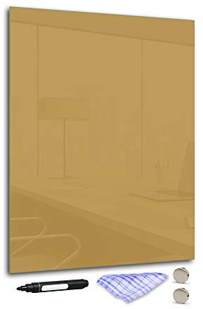 DekoGlas Magnettafel 'Braun' aus Glas 50x70cm, Memoboard inkl. Stift, Tuch & Magnet, Metall-Pinnwand für Küche & Büro