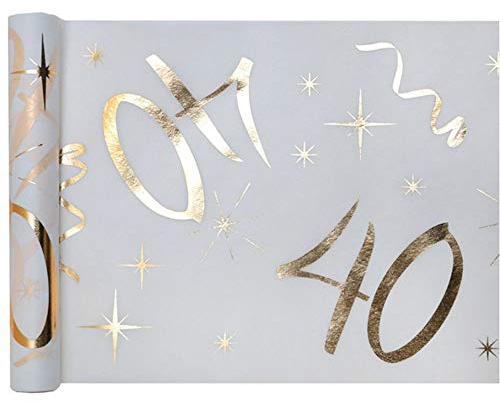 WOOOOZY Tischläufer 40. Geburtstag Metallic, 5m x 30cm