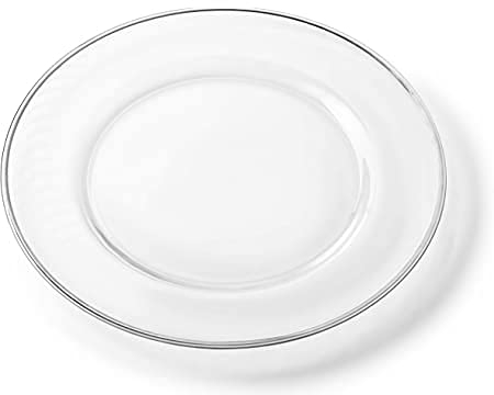 plate Glass Charger Gold/Silver/Clear Rim Weddings Events Decor Christmas Dinner (Silver)