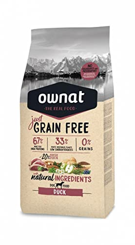 Ownat Hundefutter Entenfleisch ohne Getreide (14 kg) Hunde mit natürlichen Inhaltsstoffen ohne Konservierungsstoffe und Farbstoffe, proteinreiches Futter