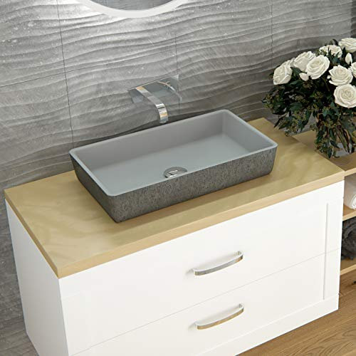 Aufsatzwaschbecken Waschschale Waschtisch - Mineralguss Betonoptik Beton - Farbe: Grau Größe: 60cm CA-600-GB