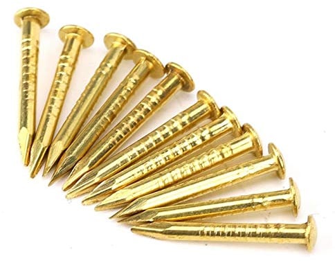Chiodi Ottone, 100 Pezzi Chiodi Ottone Testa Tonda, Perni Parete 10mm 15mm 18mm 22mm Opzionale, Chiodi Testa Ottone, Puntine in Ottone Per Mobili Per Legno, Accessori Hardware, 15mm