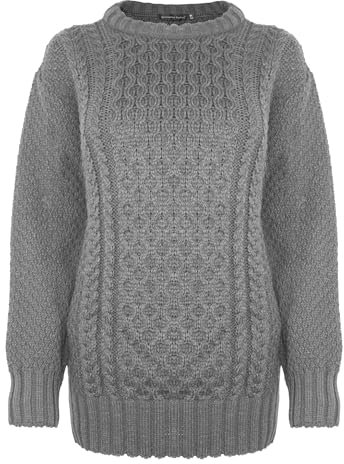 Generation Fashion New Ladies Women Aran Knit Long Sleeve Crew Neck Knitted Cable Jumper Sweater Pullover Top 8-30 (Charcoal,24-26)