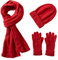 Villand 3 in 1 Damen Wolle Mütze, Schal & Handschuh Winter Sets, 3-teilige Zopfstrickmütze für Damen mit Geschenkbox (burgunderfarben)