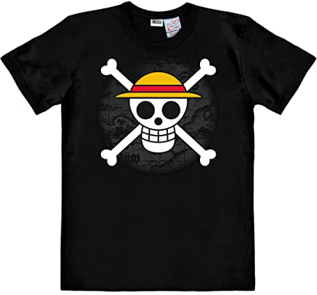 Logoshirt® Manga I One Piece I Skull I Logo I T-Shirt imprimé I Femme & Homme I Manches Courtes I Noir I Design Original sous Licence I Taille S