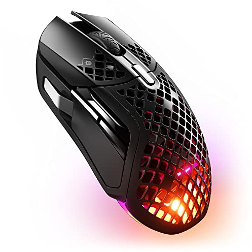 SteelSeries Aerox 5 Wireless - Lightweight Wireless Gaming Mouse - 18000 CPI -- TrueMove Air Optical Sensor - Ultra-Lightweight Water Resistant Design – 180+ Hour Battery Life