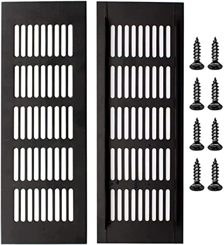 2 pezzi da 300 x 80 mm Square Ventilation Grille Black Air Vent Grille Alluminio Ventilation Grille For Cabinet, Wardrobe, Shoe Cabinet, Sink Ventilation