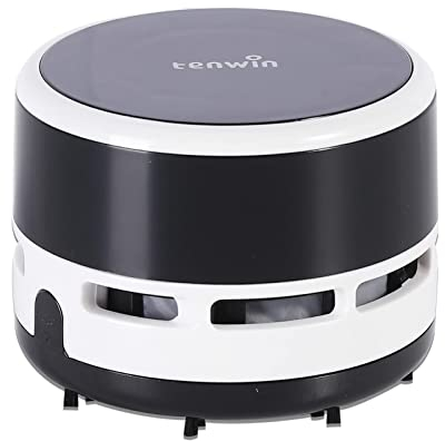Tihoo tenwin Tragbarer Mini-Desktop-Staubsauger, kabellos, batteriebetrieben, Tastatur, Laptop, Desktop-Reinigung, Home Office, Schwarz