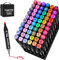 Tongfushop 60 Farben Alkohol Stifte Set, 2S Schnell Trocknende Doppelspitze Alkohol Marker, Meißel & Feine Alkoholmarker Filzstifte mit Anti-Seepage Abstandshaltern für Malerei Design Manga Skizzieren