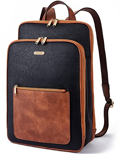 Telena Sac à dos élégant en cuir pour femme Sac à dos de loisirs Sac à main 2 en 1 décontracté, 1 - Noir et marron