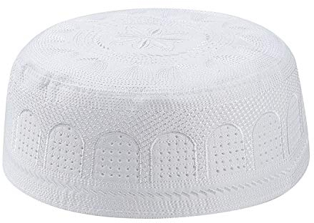 YJZQ Islamische Muslimische Mütze Mit Weißer Stickerei - Beanie Gebetshut für Männer - Türkisch Muslim Hut