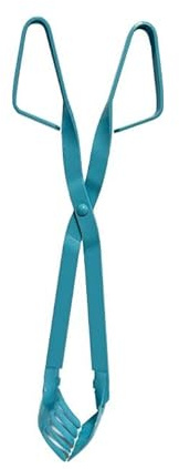 Handy Crab Tong Keeps your fingers safe and out of harm's way. Perfect for anyone who loves crabs but fears their pincers, 15'' long aqua blue enamel.