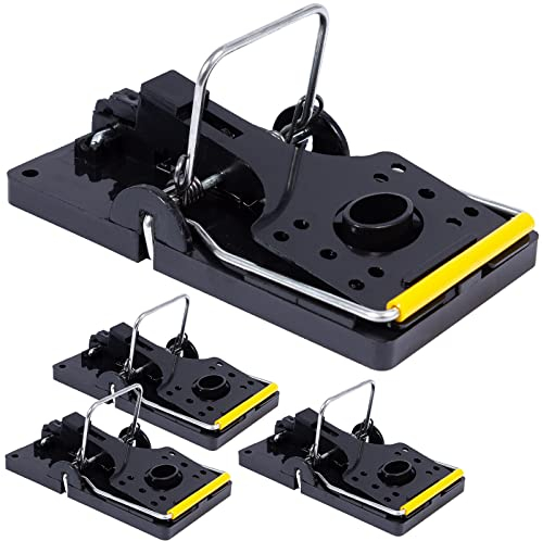 4er Set Rattenfallen aus Plastik, Schlagfallen mit hoher Schlagkraft, wiederverwendbar, hygienisch, tiergerecht, Kunststoff, innen und außen anwendbar