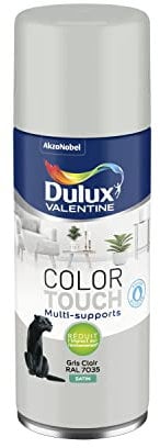 Dulux Valentine Peinture Intérieure et Extérieure Aérosol Color Touch - Pour bois, plastique, PVC, carton, papier - Gris Clair Satin - 400ml