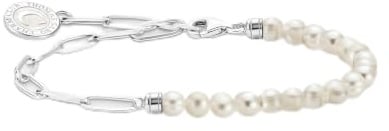 THOMAS SABO Member Charm-Armband mit weißen Perlen und Charmista Coin Silber 925 Sterlingsilber, Kaltemail