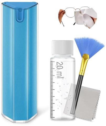 JiaTeums Bildschirmreiniger 18ml + 20ml Für LED, TFT, Plasma u.v.m. Sprühflasche - Dreieckiges Screen Cleaner Spray - Displayreiniger (Blau)