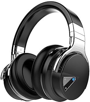 NONCHI E7 Active Noise Cancelling Headphones Wireless Bluetooth Headphones with Mic Deep Bass Headphones Over Ear, 30 Hours Playtime, Hifi Stereo Sound Headphones for Travel, Home Office,Black