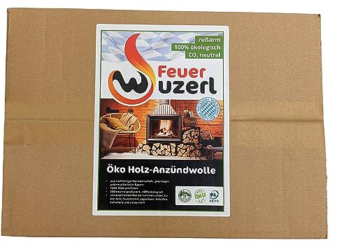Feuerwuzerl® Prodotto in Baviera – Accendifuoco in lana di legno, accenditore per barbecue, accenditore per stufa, prodotto neutro – 100% ecologico – battuto e lavorato in Baviera (peso: 2,5 kg)