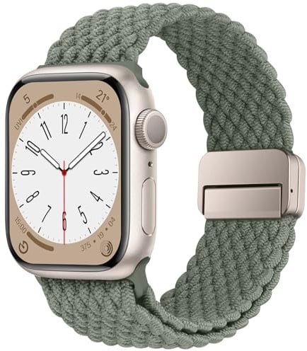 HITZEE Compatible con Cinturino Apple Watch 49/46/45/44/42/41/40/38mm, Cinturini in Nylon con Chiusura Magnetico Progettato per iWatch Ultra 2 Serie 10 9 8 7 SE 6 5 4 (38/40/41/42, Verde Oliva)