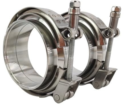 temproad 2 Pack 3 Inch 304 Stainless Steel Quick Release V Band Clamp Kit with Male Female Flanges, for Turbos, Blow-Off Valves