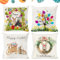 LOEPENLE 4er Set Ostern Kissenbezüge,45x45cm Kissenbezug Ostern,Modern Osterdeko Leinen Kissenhülle Ostern Deko Kissenbezüge Ostern Hase Sofa Kissen,Happy Easter Zierkissenbezug,Osterhase Kissenhülle