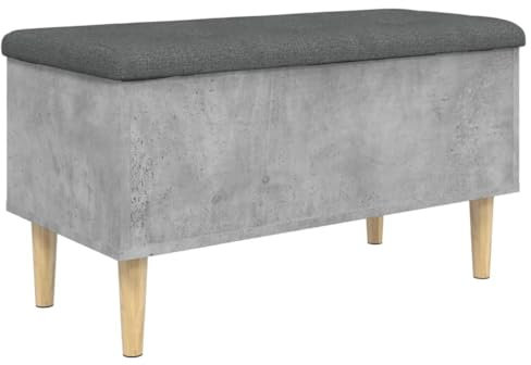 vidaXL Sitzbank mit Stauraum Betongrau 82x42x46 cm Holzwerkstoff