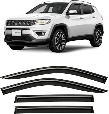 CLIM ART Adesivo Deflettori antiturbo Compatibile con Jeep Compass 2016-2026 - Accessori Auto -Deflettori finestrini - Deflettore Aria Auto - Protezione Meteo - Facilità di Installazione -4Pz N