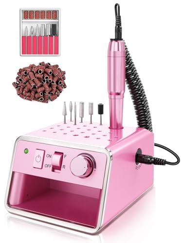 Nagelfräser für Gelnägel, Elektrische Nagelfeile Fräser für Nägel 20000 U/min, Kompakt Nagel Fräsmaschine, Alles in einem Maniküre-Set Elektrisch, Rosarot